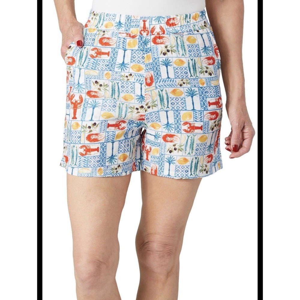 Bunulu Lobster Patch Casual Flowy Summer‎ Shorts L